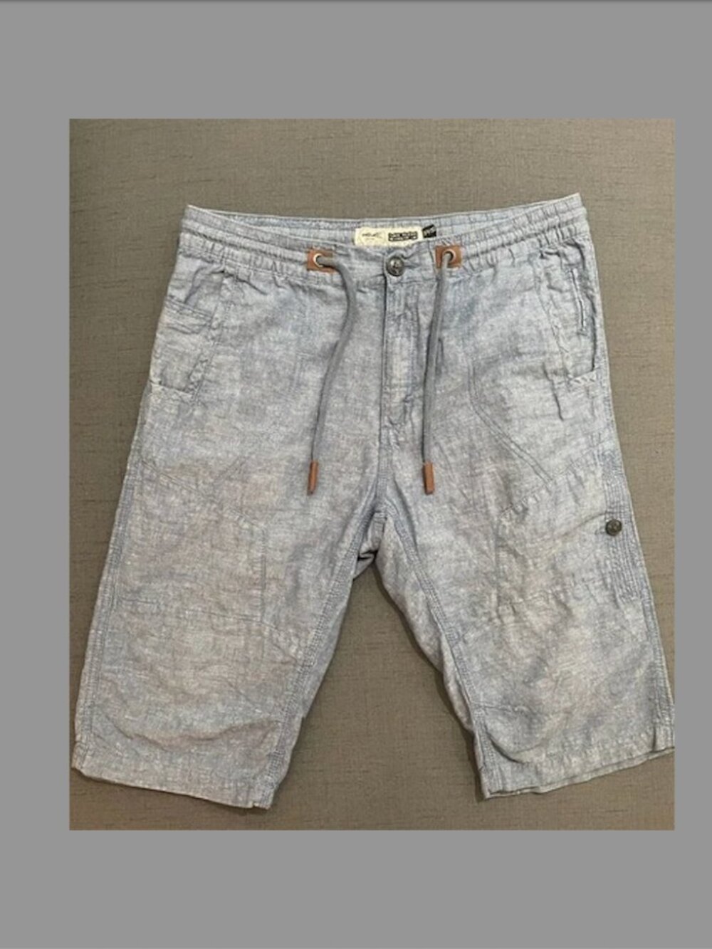 Projek Raw Blue Linen Blend Utility Drawstring Shorts Men's Size S